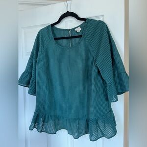 A.n.d Ea Way Peplum Ruffle Mesh Top
